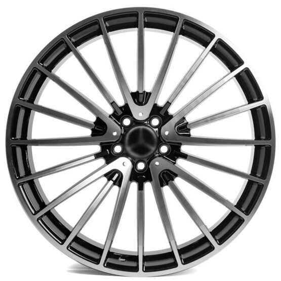 Диск Skill Fg477 21x9.50 5x112 ET45 DIA66.60 ЧЕРНЫЙ + ПОЛИРОВАННЫЕ СПИЦЫ